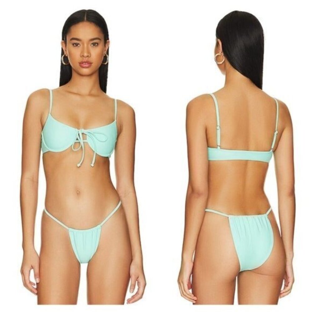 Superdown Pamela Bikini Top and Bottom - Seafoam